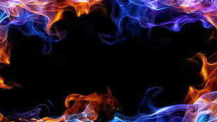 red and blue fire photograph